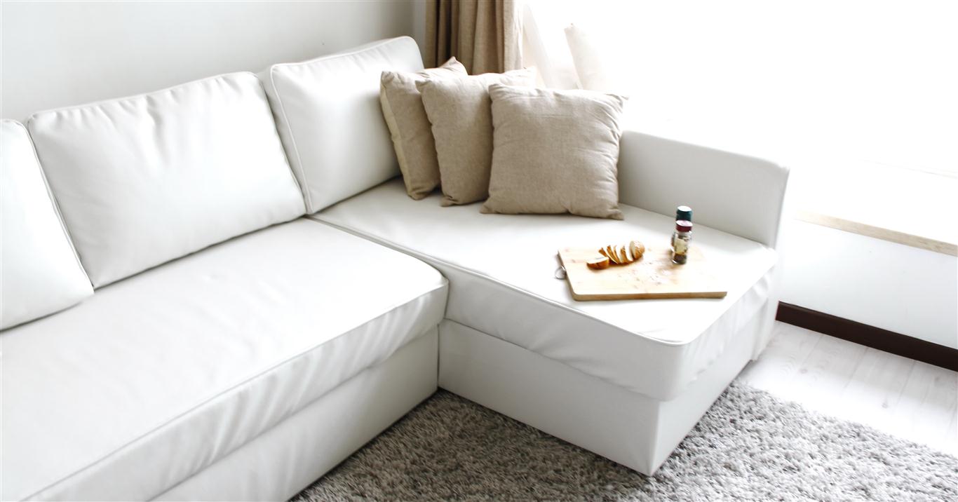 Manstad Sofa bed Slipcover in Modena White Bycast Leather