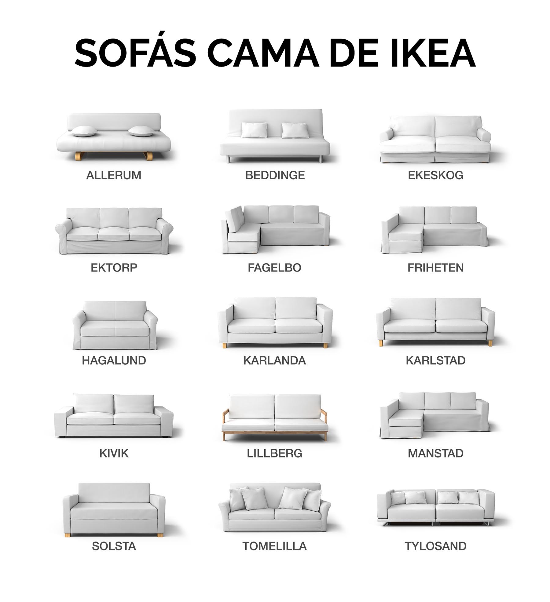 Sofás camas de IKEA de todos los estilos