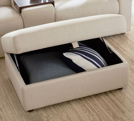 This ottoman has a hidden compartment and functions as a storage box. Storage ottomans are common nowadays.