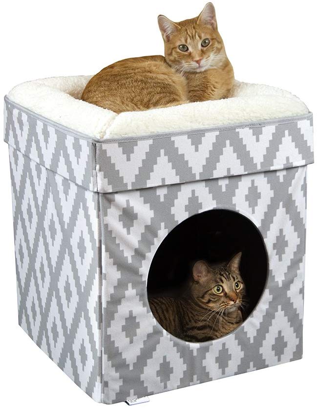 Very simple design. All that's really needed for an indoor cat house.