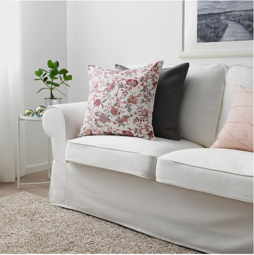 IKEA spraengoert cushions on white sofa