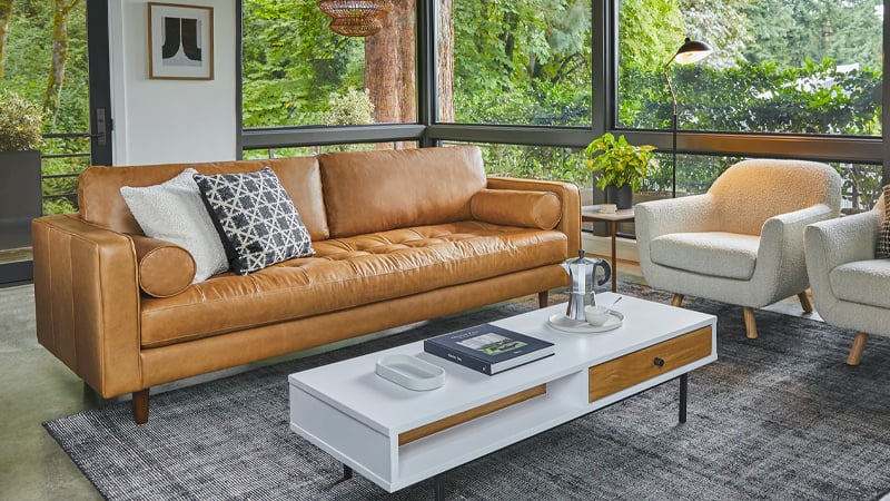 Article sofa in brown leather