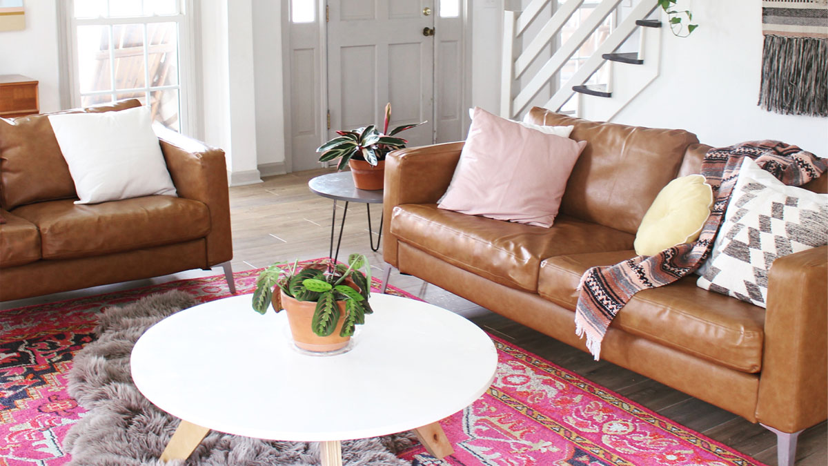 A quick and easy hack to plump up your sofa cushions. (+Leather Care!) - In  Honor Of Design