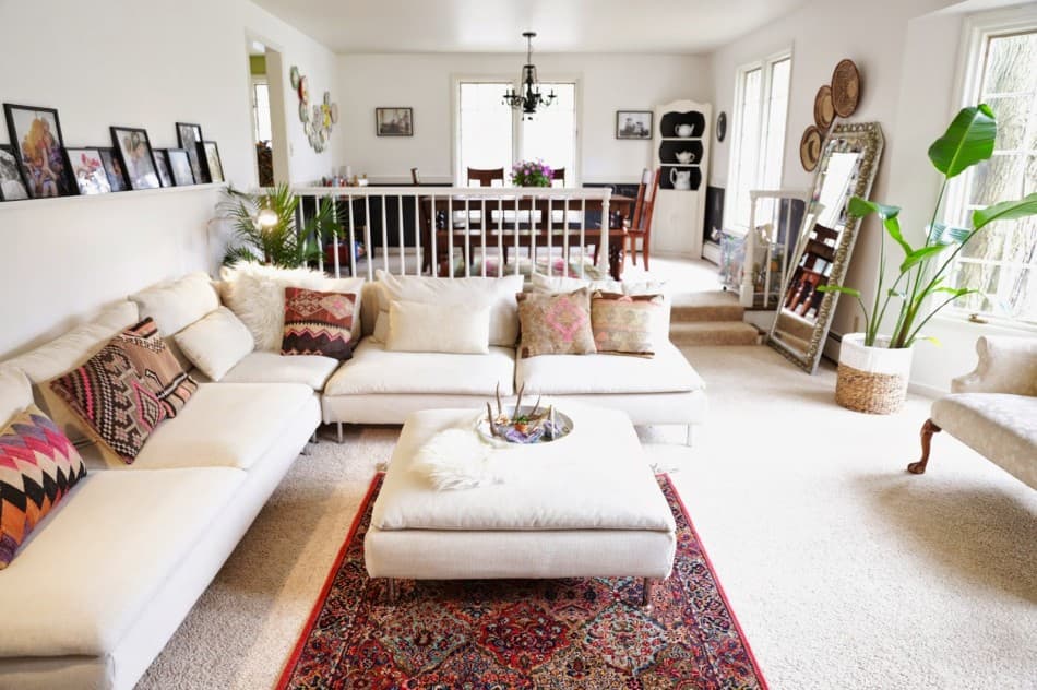Cream-coloured IKEA Soderhamn sectional sofa in living room
