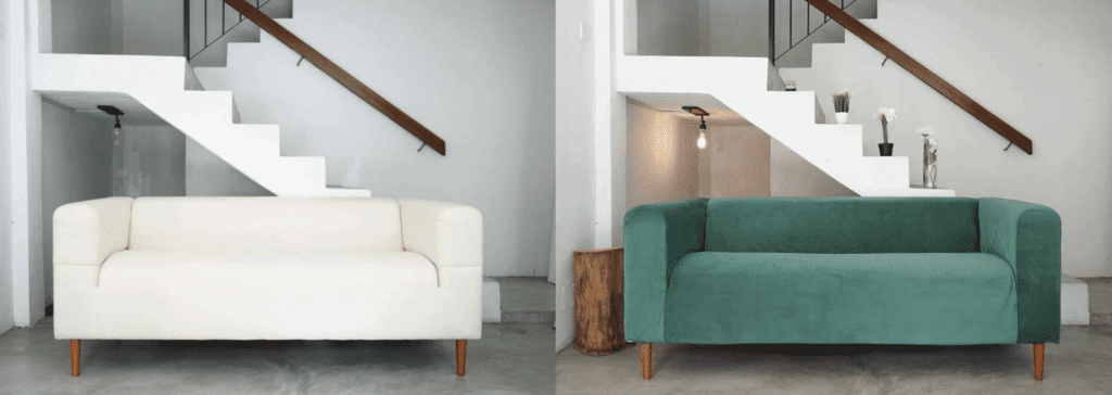 IKEA Sofa Hack  Leather Slipcover + Legs + Tufting Makeover 