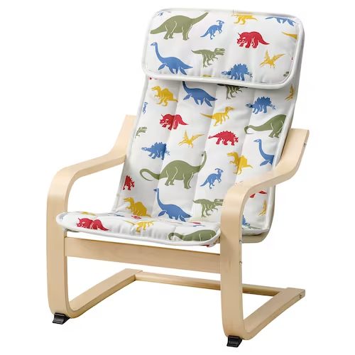 IKEA POÄNG white armchair children dinosaur pattern