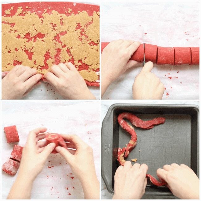 Photo instructions on how to make intestine shaped cinnamon rolls
